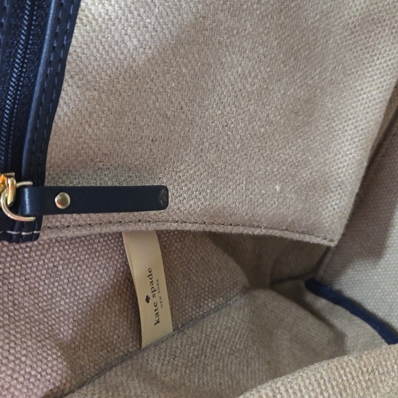 Kate Spade Striped Canvas Leather Tote Shoulder Bag - Picture 12 of 13